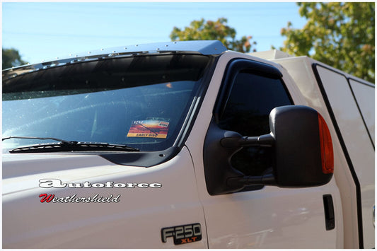 Installed view - Ford F250 F350 F450 F550 Weather Shields Super Cab - HIC Premium