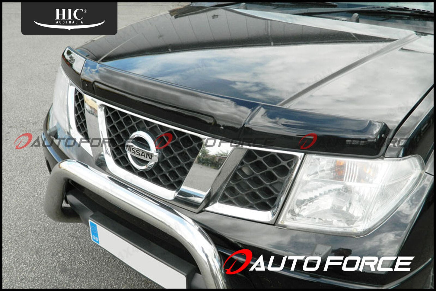 Installed view - Nissan D40 Navara Bonnet Protector 2005-2010 - Thai Models Only - HIC