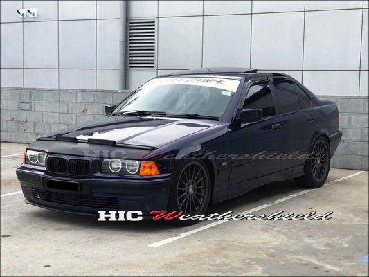 Installed view - BMW E36 3 Series Sedan Weather Shields 1991-1998 - HIC Premium
