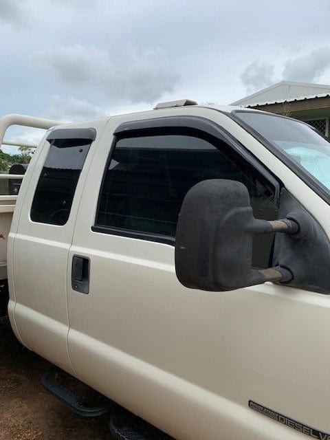 Installed view - Ford F250 F350 F450 F550 Weather Shields Extra Cab - HIC Premium