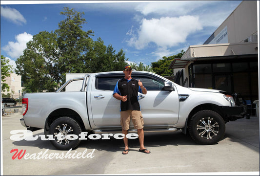 Installed view - Ford Ranger PX Weather Shields 2011-2020 - HIC Premium