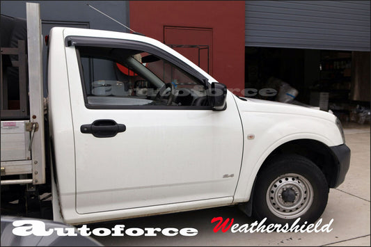 Installed view - Holden Rodeo Ute Weather Shields 2002-2008 Single Cab - HIC Premium