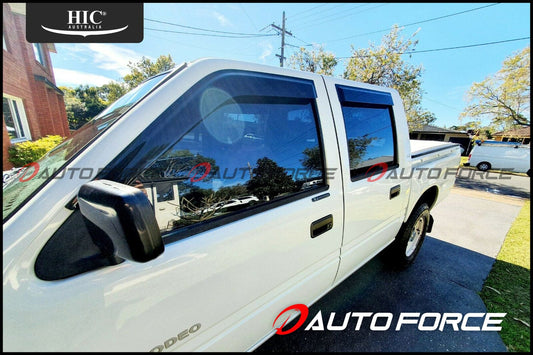 Installed view - Holden TF Rodeo Weather Shields 1991-2002 Crew Cab - HIC Premium
