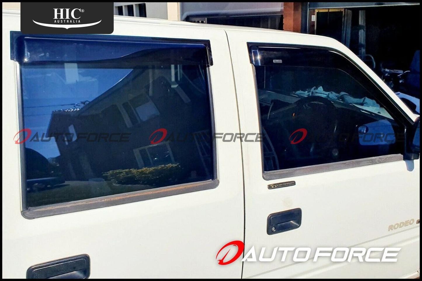 Installed view - Holden TF Rodeo Weather Shields 1991-2002 Crew Cab - HIC Premium