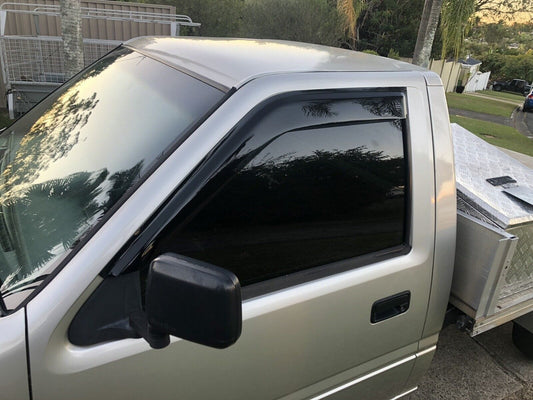 Installed view - Holden TF Rodeo Weather Shields 1991-2002 Single Cab - HIC Premium