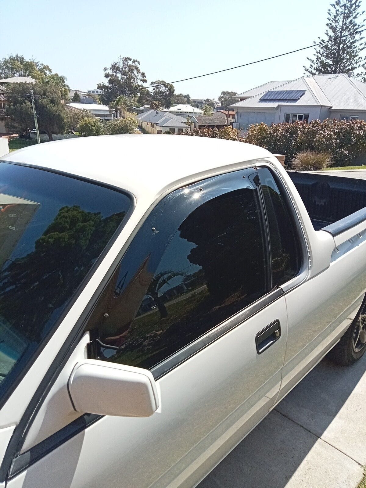 Installed view - Holden Commodore VN VP VR VS Weather Shields - Front Set- HIC Premium