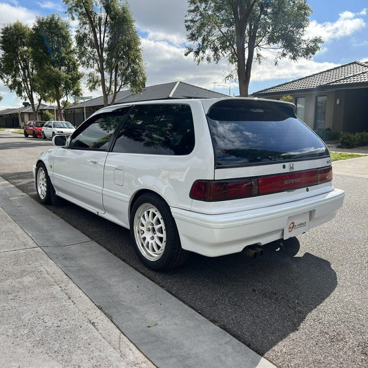 Installed view - Honda Civic EF 3 Door Hatch Weather Shields 1988-1991 - HIC Premium