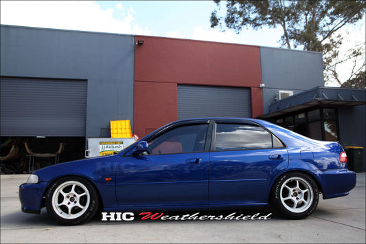 Installed view - Honda Civic EG EH Sedan Weather Shields 1992-1995 - HIC Premium