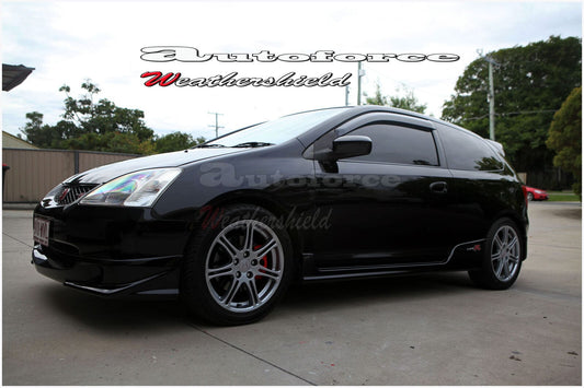 Installed view - Honda Civic EP3 3 Door Hatch Weather Shields 2002-2005 - HIC Premium