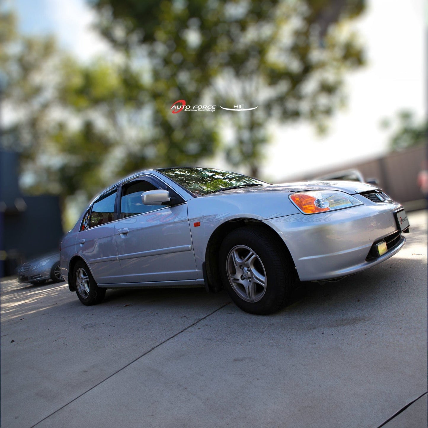 Installed view - Honda Civic ES Sedan Weather Shields 2001-2005 - HIC Premium