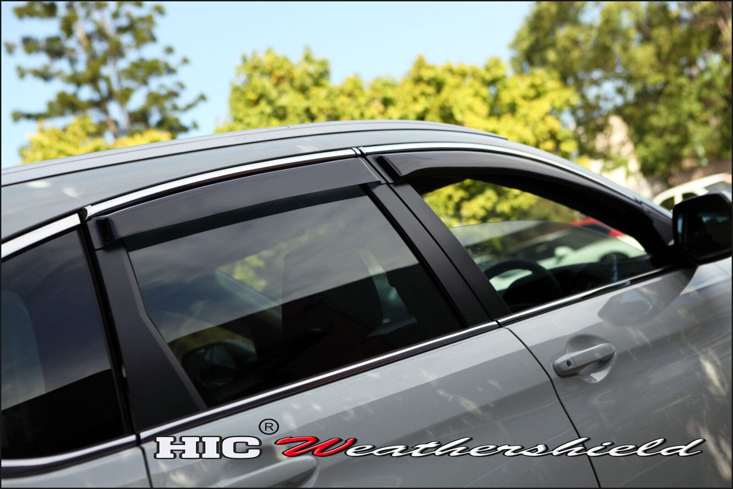 Installed view - Honda CRV Weather Shields 2017-2023 Chrome Trim - HIC Premium