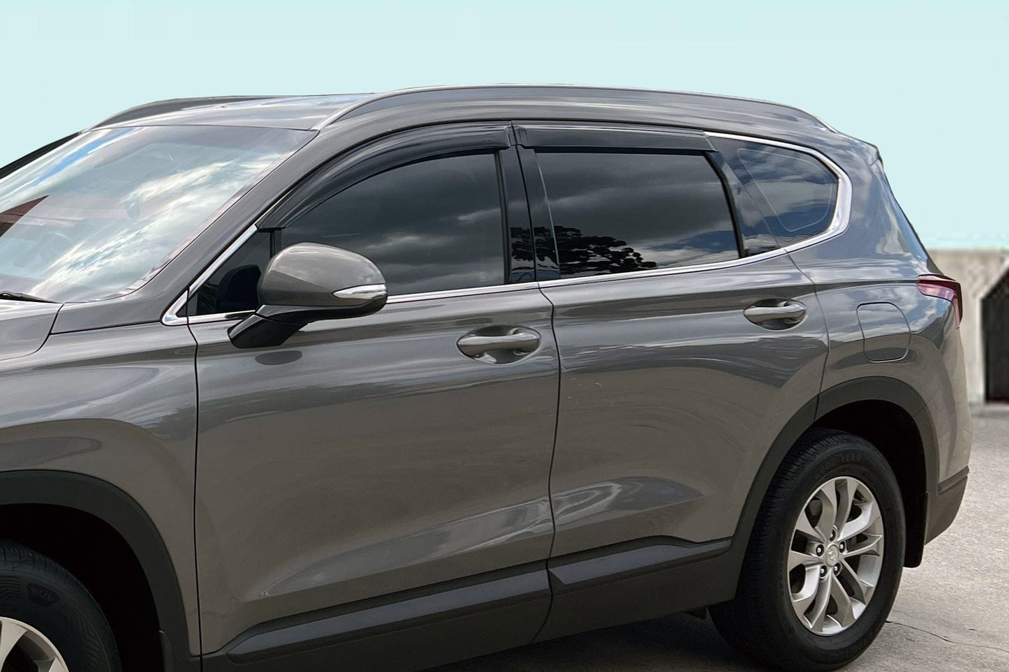 Installed view - Hyundai Santa Fe TM Weather Shields 2019-On - HIC Premium