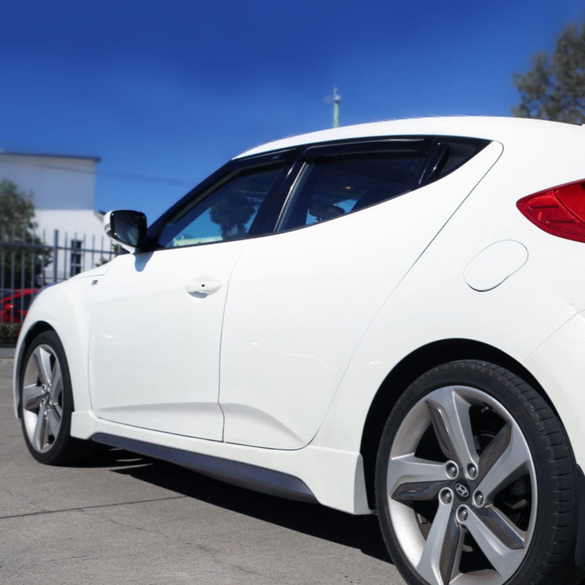 Installed view - Hyundai Veloster Weather Shields 2011-2018 - HIC Premium