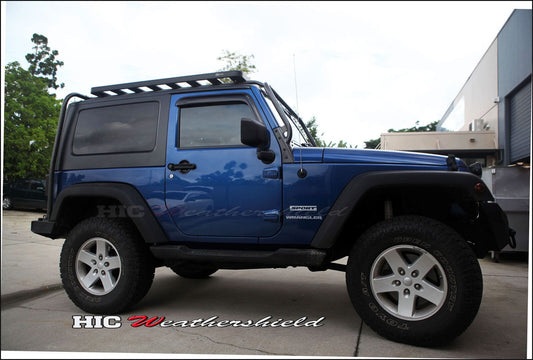 Installed view - Jeep Wrangler JK 2 Door Weather Shields 2007-2017 - HIC Premium