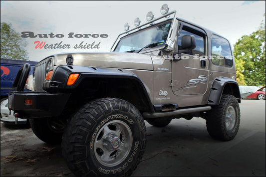 Installed view - Jeep Wrangler TJ 2 Door Weather Shields 1997-2006 - HIC Premium