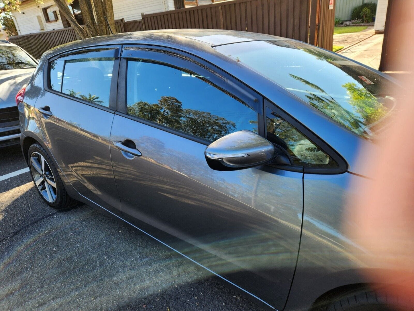 Installed view - Kia Cerato Hatch Weather Shields 2013-2018 - HIC Premium
