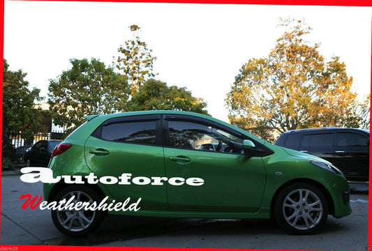 Installed view - Mazda 2 Hatch Weather Shields 2007-2014 - HIC Premium