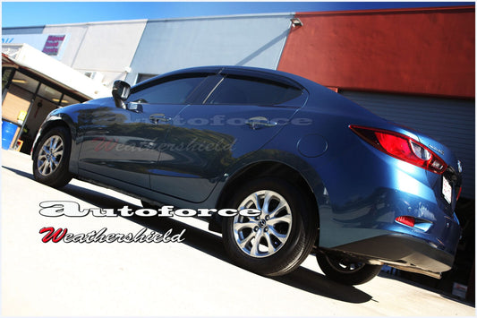 Installed view - Mazda 2 Hatch Sedan Weather Shields 2014-2021 - HIC Premium