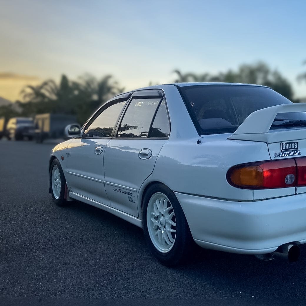 Installed view - Mitsubishi Lancer Evolution 2 3 Weather Shields - HIC Premium