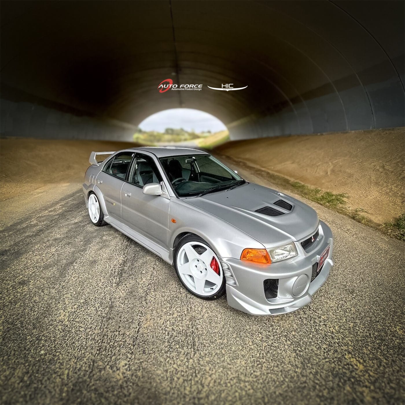 Installed view - Mitsubishi Lancer Evolution 4 5 6 Weather Shields - HIC Premium