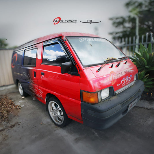 Installed view - Mitsubishi Express Van L300 Weather Shields 1986-2014 - HIC Premium