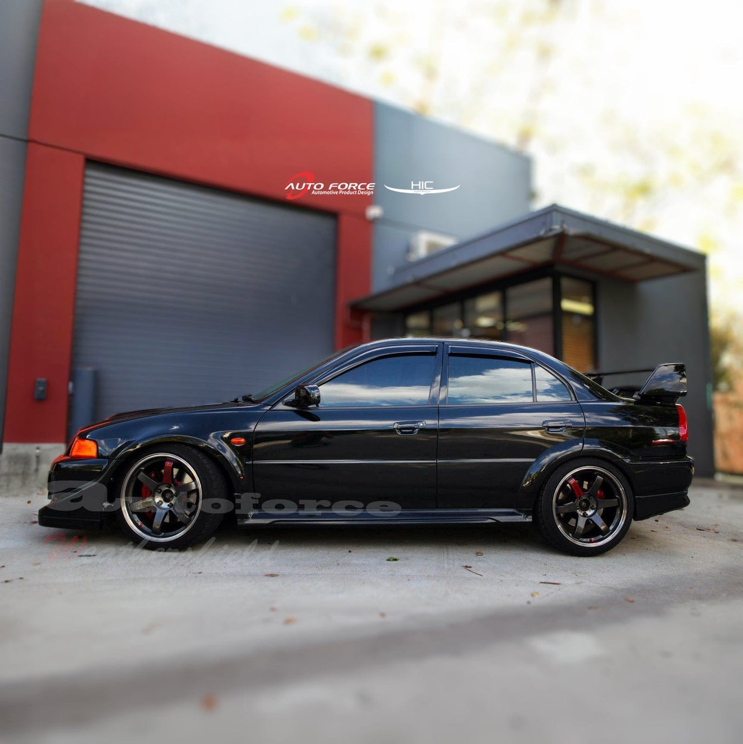 Installed view - Mitsubishi Lancer CE Sedan Weather Shields 1997-2001 - HIC Premium