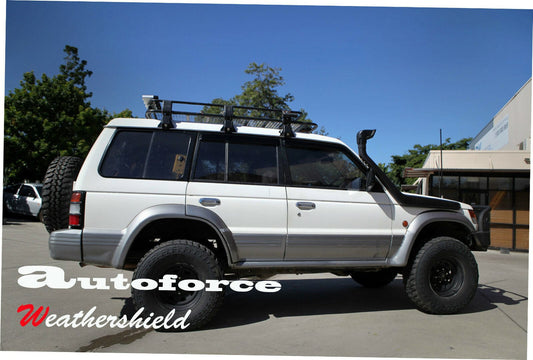 Installed view - Mitsubishi Pajero 5 Door Weather Shields 1992-1999 - HIC Premium