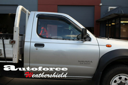 Installed view - Nissan Navara D22 Ute Weather Shields 1997-2017 Single Cab - HIC