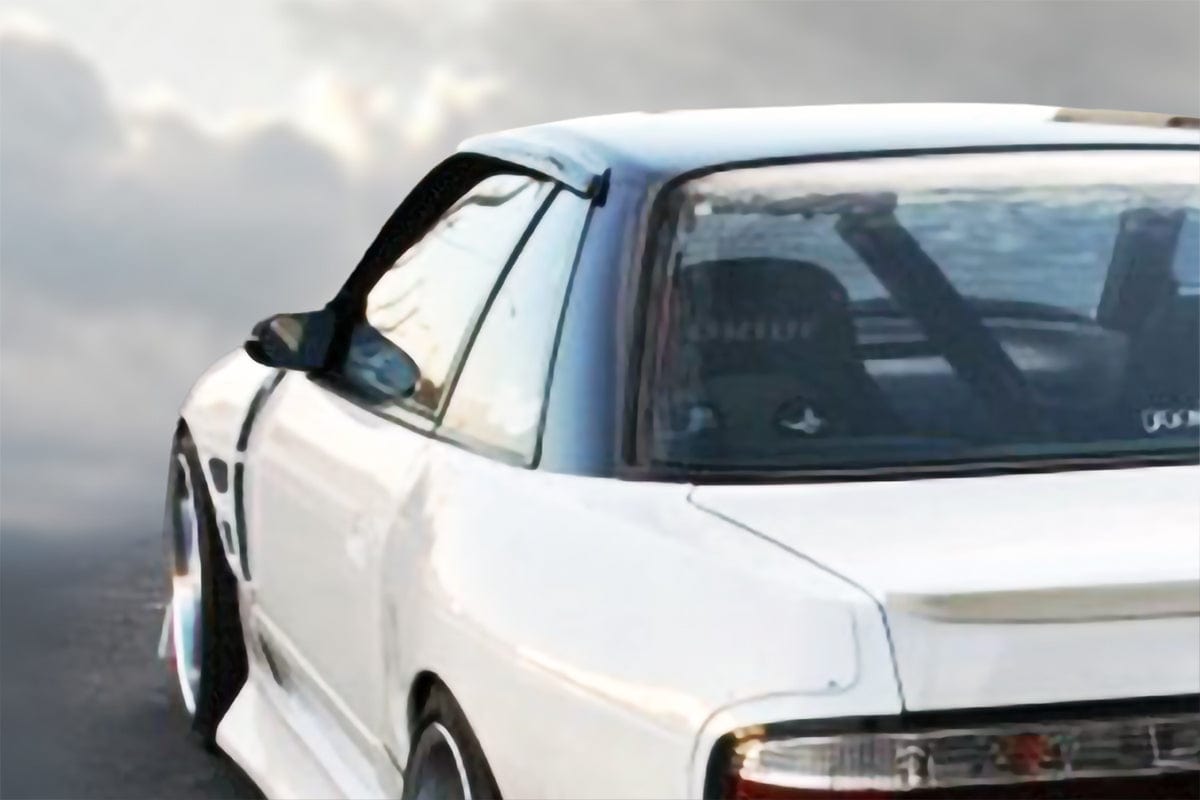 Installed view - Nissan Silvia S13 Weather Shields 1989-1994 - HIC Premium