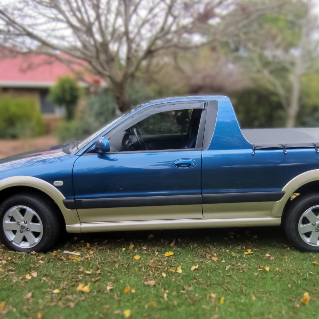 Installed view - Proton Jumbuck Ute Weather Shields 2003-On - HIC Premium