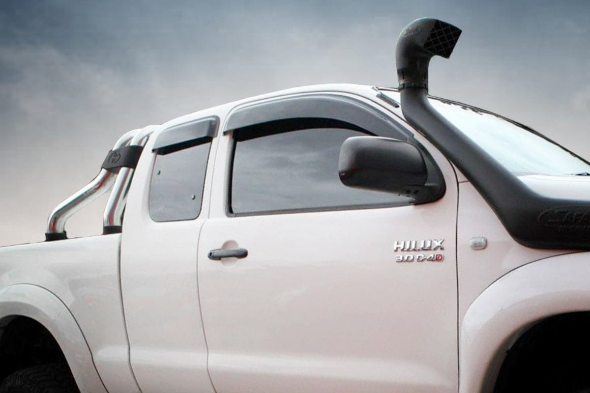 Installed view - Toyota Hilux Weather Shields 2005-2015 Extra Cab - HIC Premium