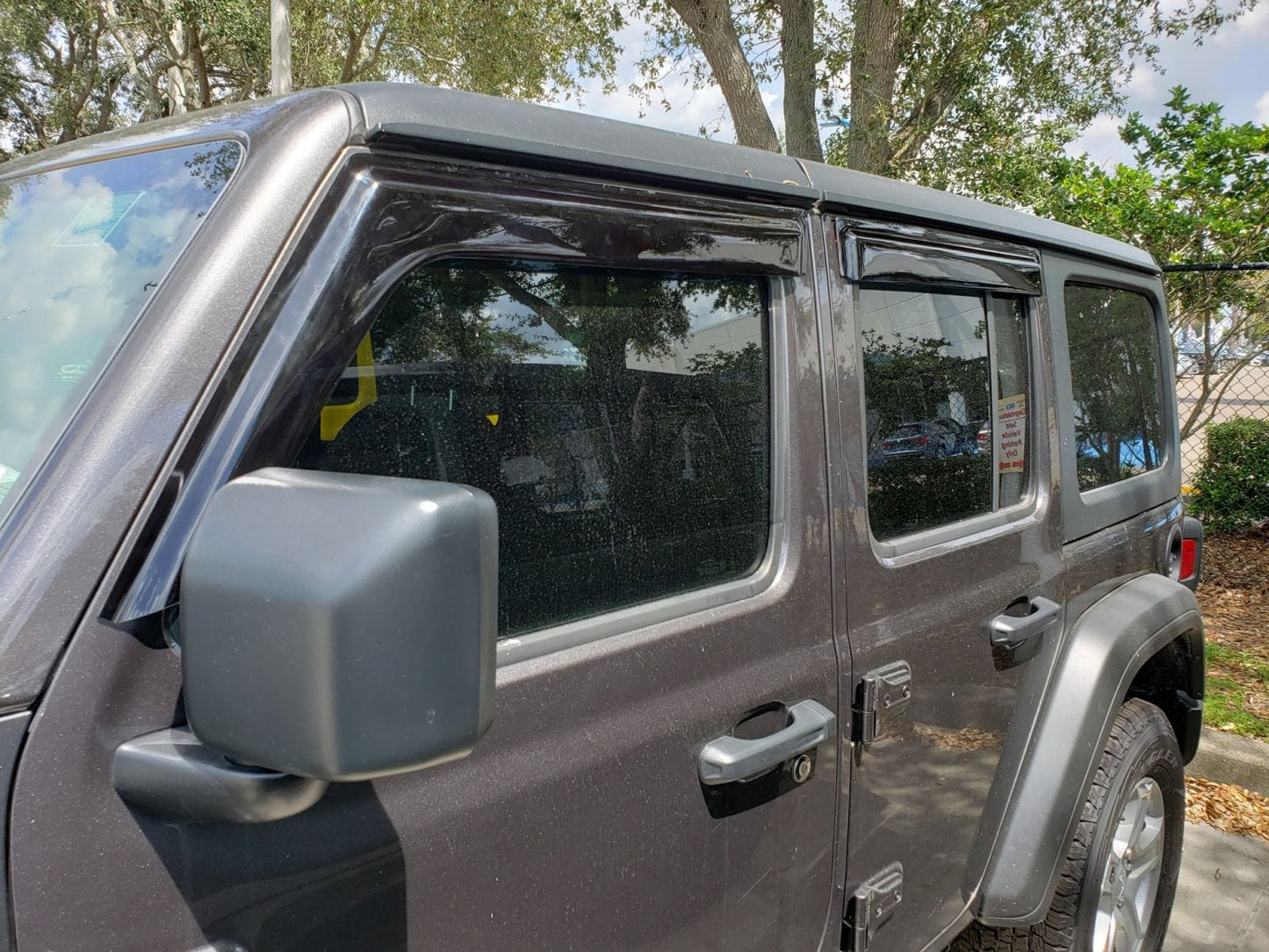 Installed view - Jeep Wrangler JL 4 Door Weather Shields 2018-Onwards - HIC Premium