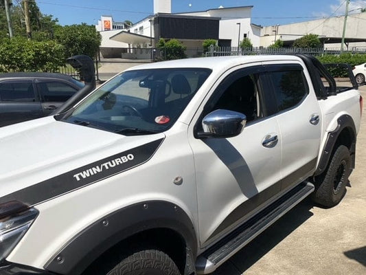 Installed view - Nissan Navara NP300 Weather Shields 2015-2021 Injection Moulded - HIC Premium