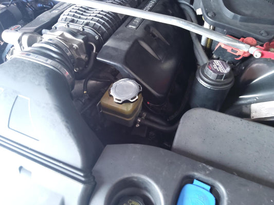 Installed view - Holden Commodore VE HSV Senator Power Steering Fluid Cap – Billet Aluminium Upgrade