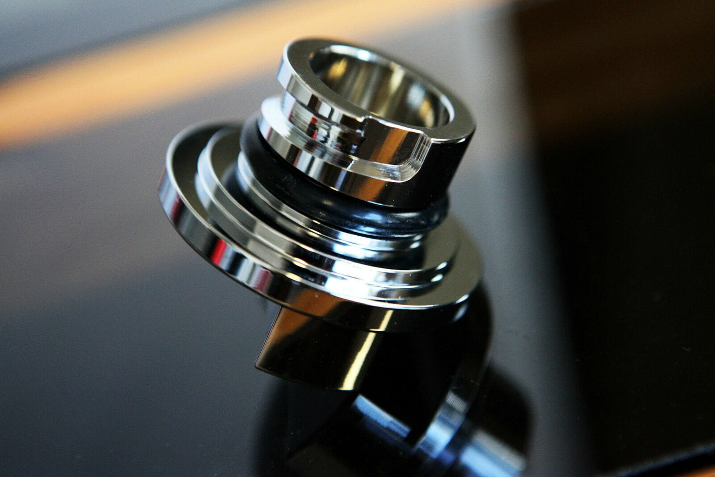 Installed view - Holden Commodore VE VF Premium Billet Engine Oil Cap – OEM Fitment & Chrome Finish