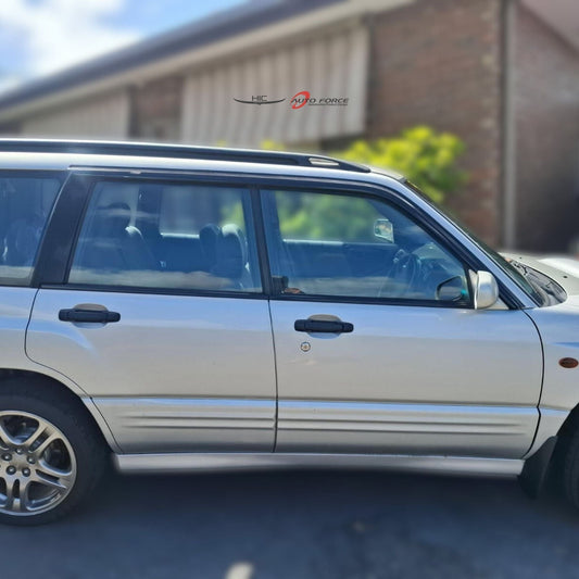 Installed view - Subaru Forester SF Weather Shields 1997-2002 - HIC Premium