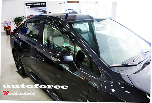 Installed view - Subaru Impreza WRX V1 Sedan Weather Shields 2014-2021 - HIC Premium
