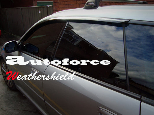 Installed view - Subaru Liberty Gen 4 Wagon Weather Shields 2003-2008 - HIC Premium