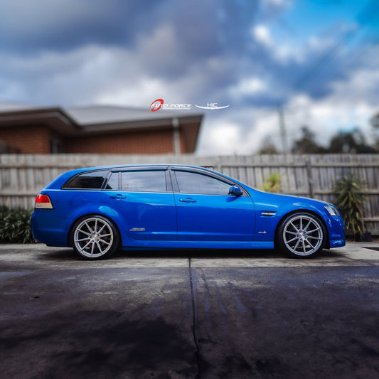 Holden Commodore VE VF Wagon with HIC Premium Weather Shields — flush OEM fitment, tinted deflectors, rain and wind protection for Australian driving