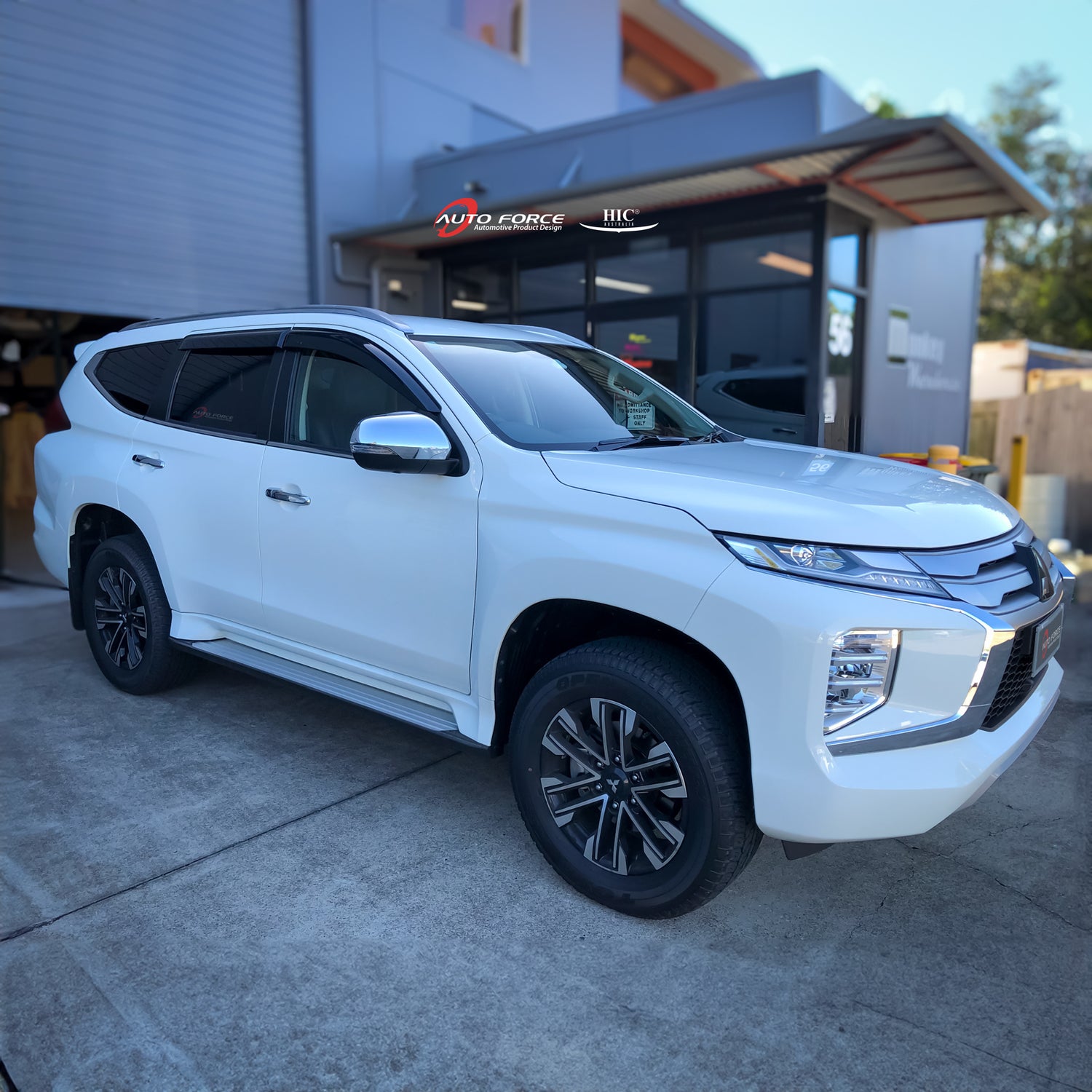 Mitsubishi Pajero premium accessories including weather shields and roof spoilers designed for durability, reliability, and style.