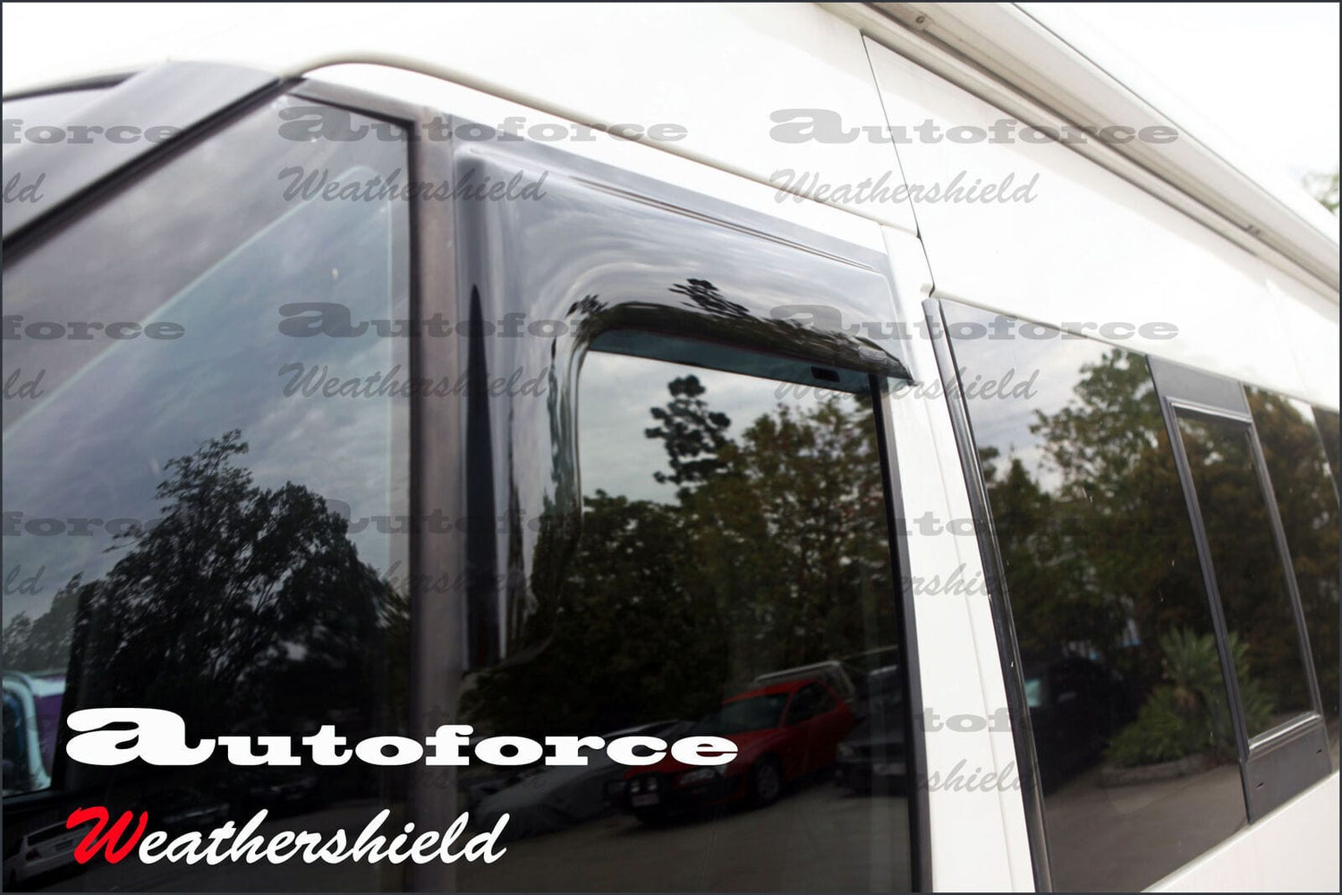 Ford Transit Van weather shields 2000+ – HIC black-tinted visors for rain, wind, and sun protection with sleek aerodynamic fitment