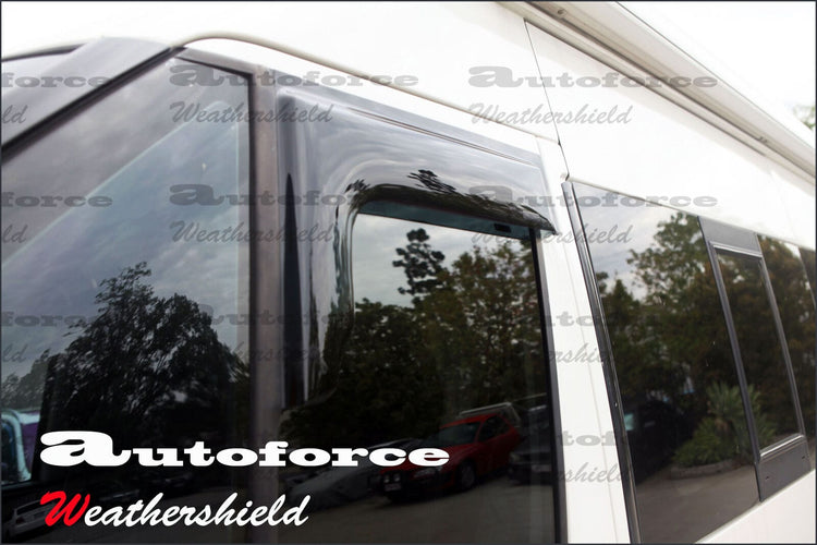 Ford Transit Van weather shields 2000+ – HIC black-tinted visors for rain, wind, and sun protection with sleek aerodynamic fitment