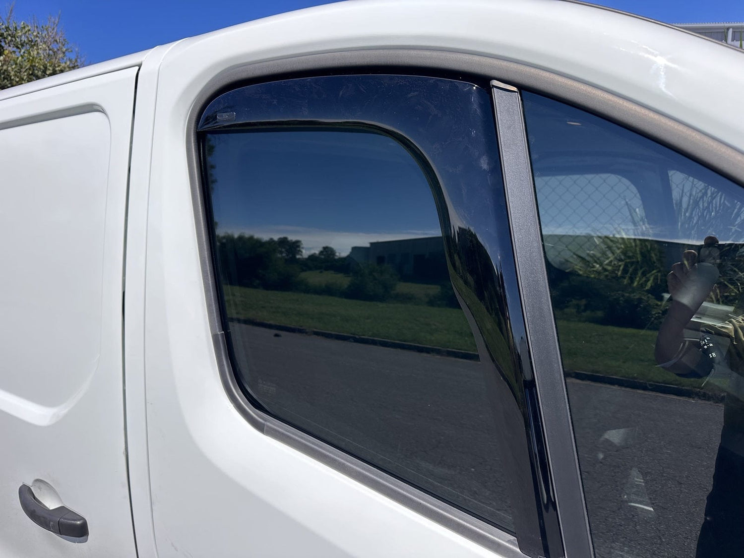 Renault Trafic weather shields (2015–On) — black-tinted Perspex in-channel window visors for UV protection, rain deflection & quiet airflow