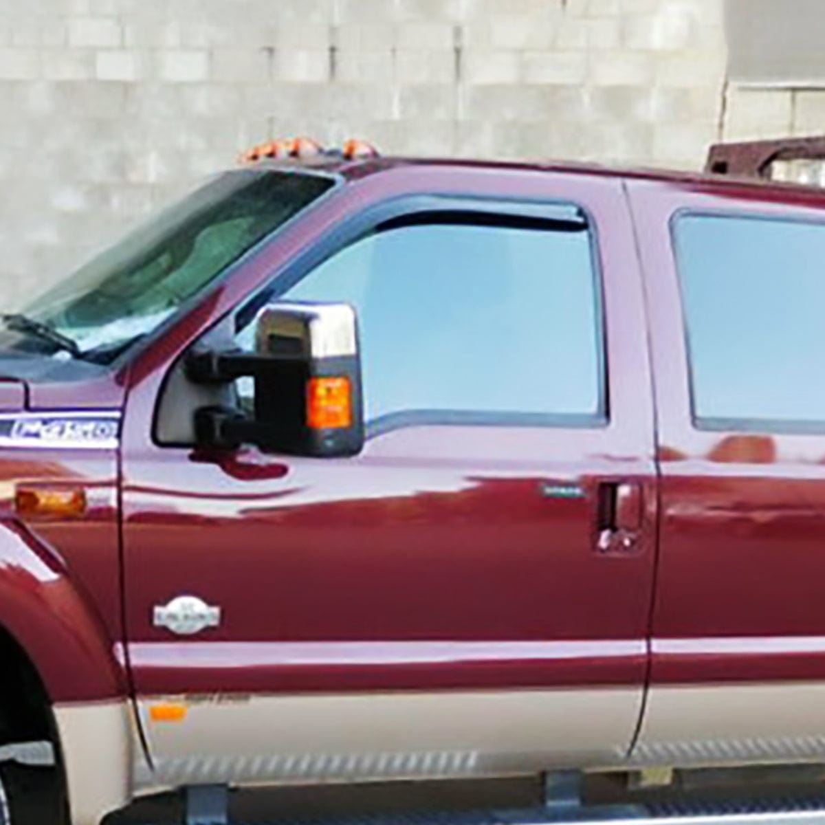 Installed view -  Ford F250 F350 F450 F550 Weather Shields Super Cab - HIC Premium