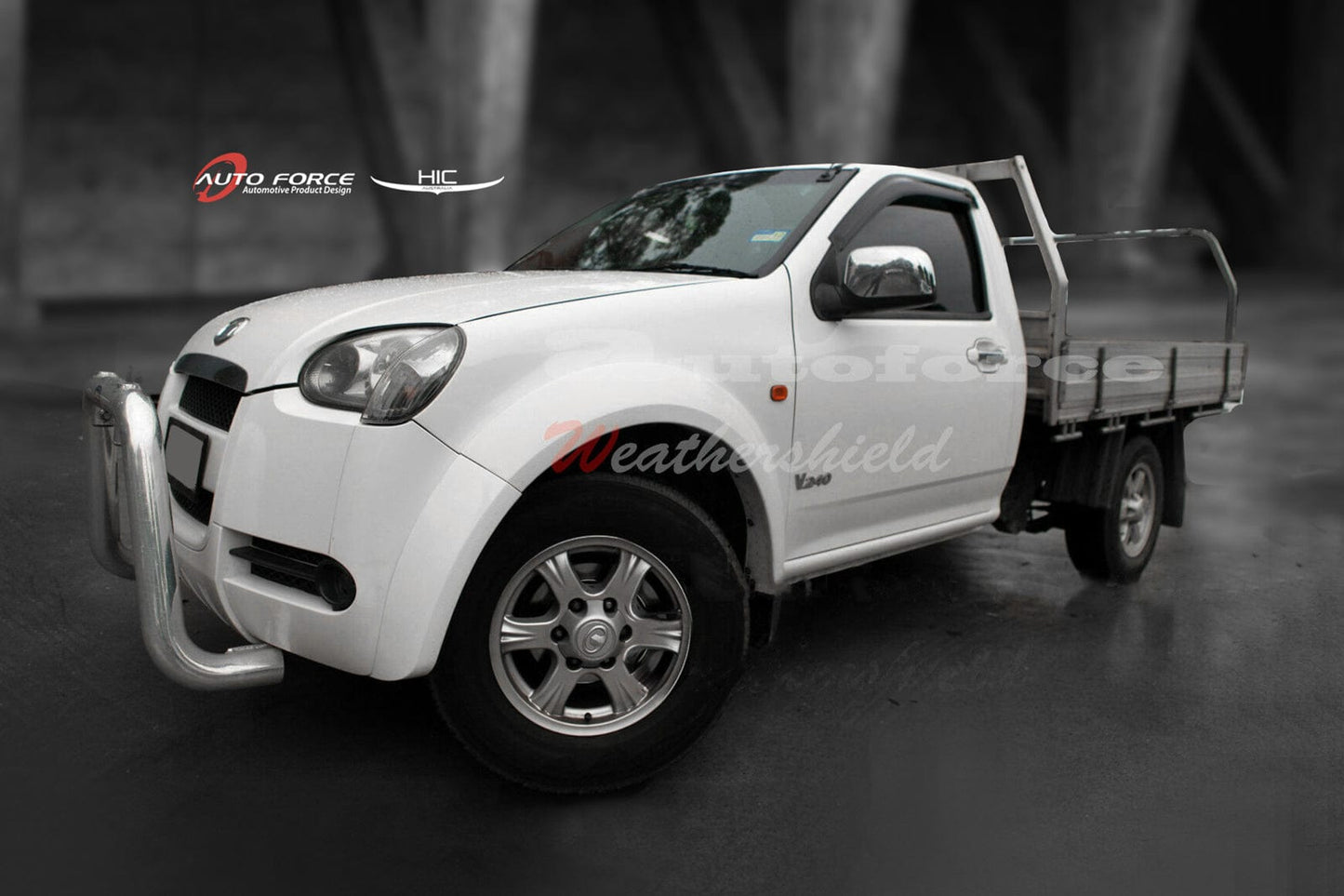 Installed view -  GWM V200 V240 Ute Weather Shields 2009-2016 Single Cab - HIC