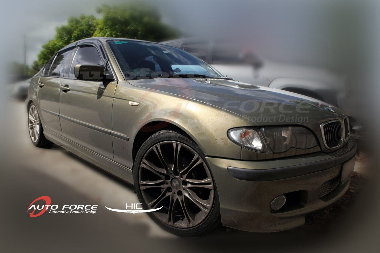 Installed view -  BMW E46 3 Series Weather Shields 1998-2006 - HIC Premium