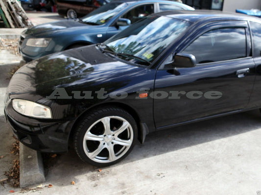 
                          Installed view -  Mitsubishi Mirage Hatch Weather Shields 1996-2003 - HIC Premium
                      