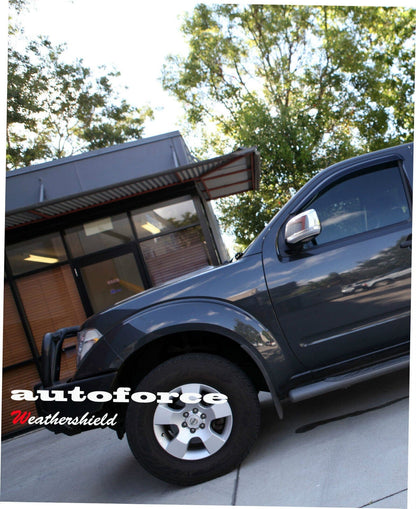 Installed view -  Nissan Navara D40 Ute Weather Shields Single Cab 2005-2015 - HIC