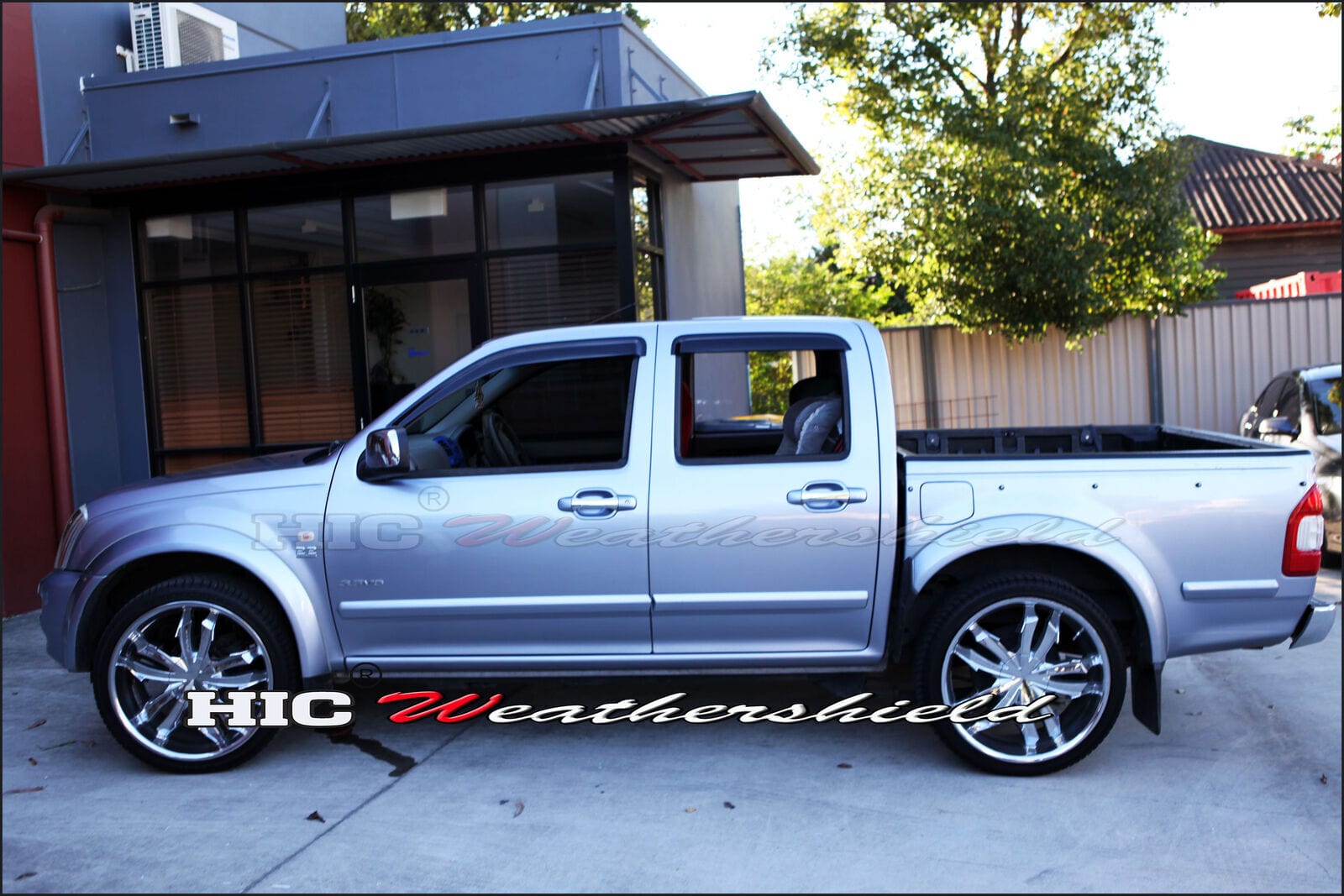 Installed view -  Holden RC Colorado Ute Weather Shields 2008-2012 Crew Cab - HIC