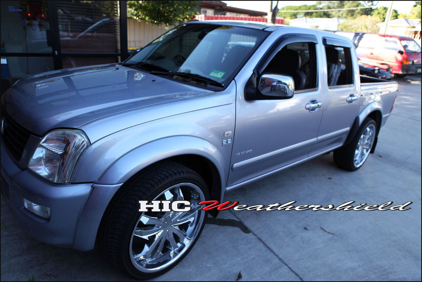 Installed view -  Holden RC Colorado Ute Weather Shields 2008-2012 Crew Cab - HIC